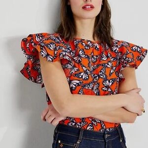 Kate Spade Spring Flight Flutter-sleeve Top